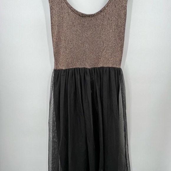 Top Shop Gold Tank Black Lined Tulle Dress Ladies Size 4 - Picture 10 of 11